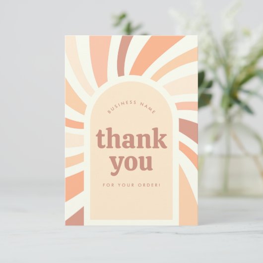 Retro Groovy Sun Boho Arch Packung Dankeskarte (Stehend Vorderseite)