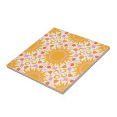 Retro Groovy Sun Peace Pattern Gelb Orange Pink Fliese (Seite)