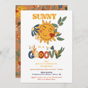 Retro Groovy Sunshine Blume Power Geburtstagsparty Einladung
