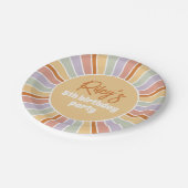 Retro Groovy Sunshine Pappteller (Schrägansicht)