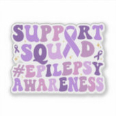 Retro Groovy Support Squad - Lila Epilepsy Aware Aufkleber (Vorderseite)