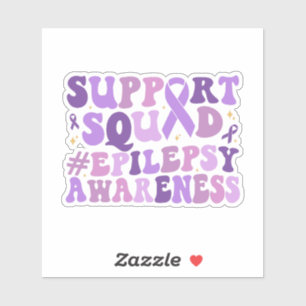 Retro Groovy Support Squad - Lila Epilepsy Aware Aufkleber