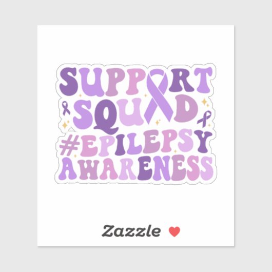Retro Groovy Support Squad - Lila Epilepsy Aware Aufkleber (Blatt)