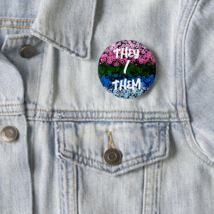 Retro Groovy Süße Blumen Omniromantische Pride-Fla Button