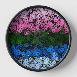 Retro Groovy Süße Blumen Omniromantische Pride-Fla Uhr