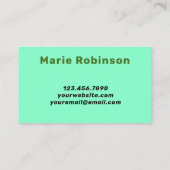 Retro Groovy Swirl Hello Olive Army Green Mint Visitenkarte (Rückseite)