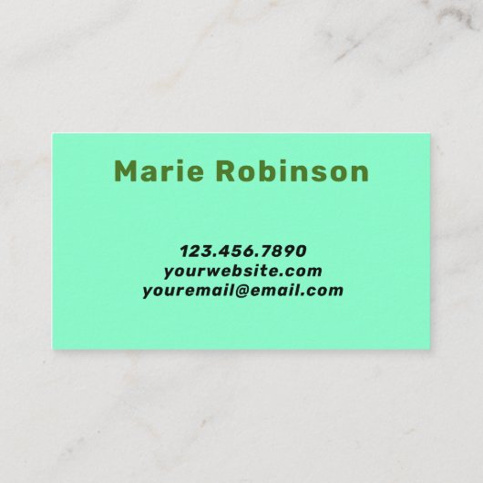 Retro Groovy Swirl Hello Olive Army Green Mint Visitenkarte (Rückseite)