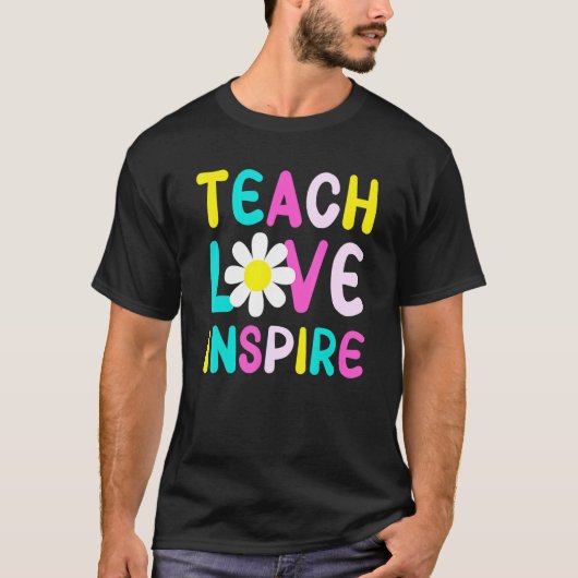 Retro Groovy Teach Love Inspire Teacher Elementary T-Shirt (Vorderseite)