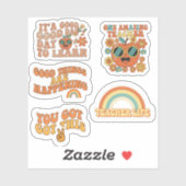Retro Groovy Teacher Sticker Sheet | Motivational (Blatt)
