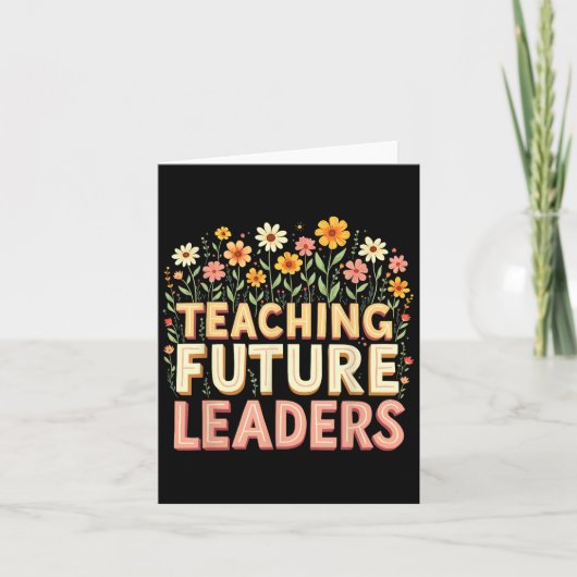 Retro Groovy Teaching Future Leaders Tees Flower P Karte (Vorderseite)