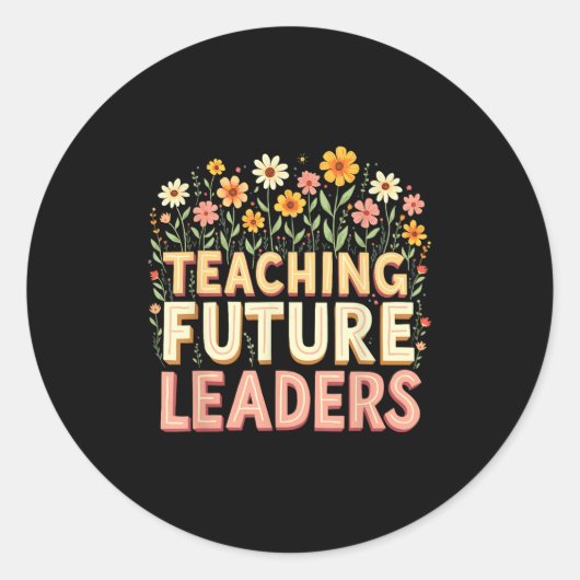 Retro Groovy Teaching Future Leaders Tees Flower P Runder Aufkleber (Vorderseite)