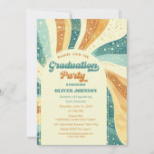 Retro Groovy Terracotta Abschluss Einladung (Vorderseite)