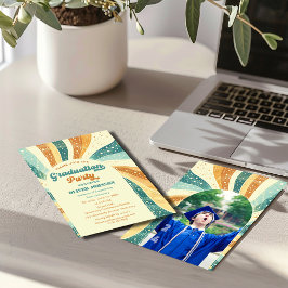 Retro Groovy Terracotta Abschluss Einladung