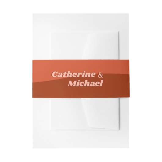 Retro Groovy Terracotta & Orange Boho Wedding Einladungsbanderole (Vorderseite Beispiel)