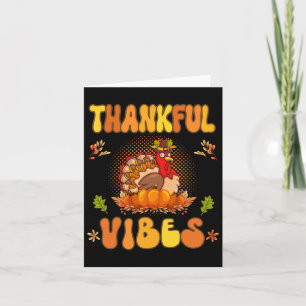 Retro Groovy Thankful Vibes Türkei Fall Thanksgivi Karte