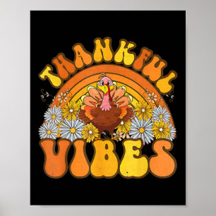 Retro Groovy Thankful Vibes Türkei Herbst Herbst a Poster