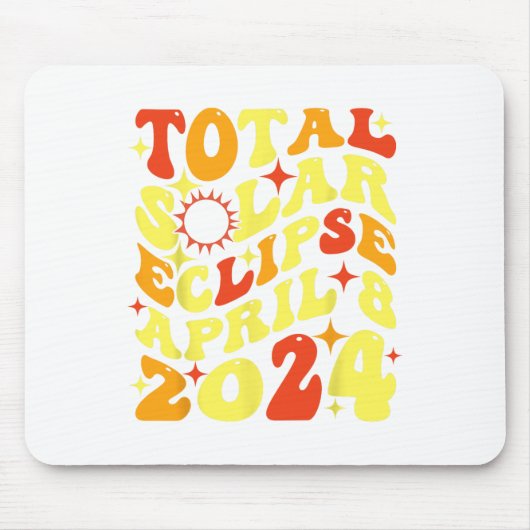 Retro Groovy Total Solar Eclipse April 08 2024 Mousepad (Vorne)