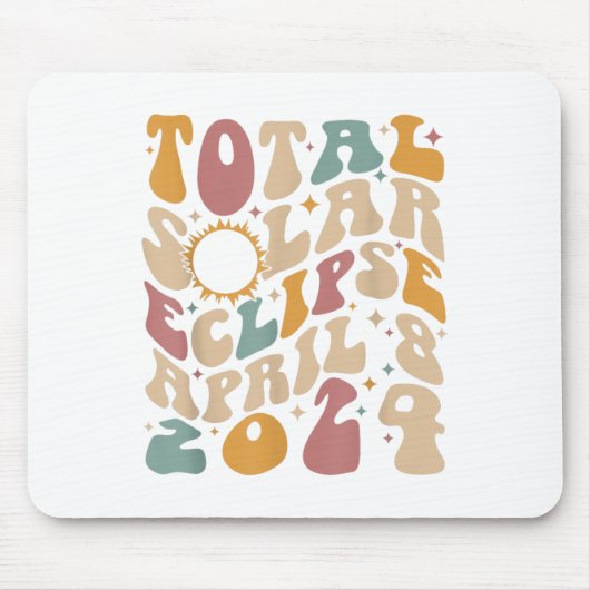 Retro Groovy Total Solar Eclipse April 08 2024 Mousepad (Vorne)