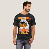 Retro Groovy Trick oder lehren Niedlich Ghost Teac T-Shirt (Vorne ganz)