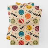 Retro Groovy Trippy Quirky ästhetisches Gesicht Geschenkpapier Set (Beispiel)