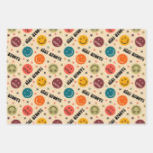 Retro Groovy Trippy Quirky ästhetisches Gesicht Geschenkpapier Set (Vorderseite)