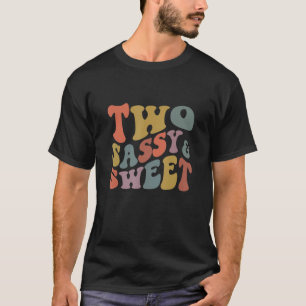Retro Groovy Two Sassy und Sweet Birthday 2. Birt T-Shirt