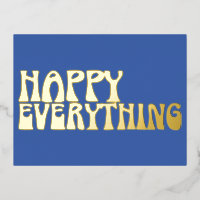 Retro Groovy Typografie glücklich alles Blaue Gold