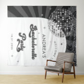 Retro Groovy Typografy Disco Junggeselinnen-Abschi Wandteppich (Beispiel (Horizontal))