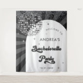 Retro Groovy Typografy Disco Junggeselinnen-Abschi Wandteppich (Vorderseite)