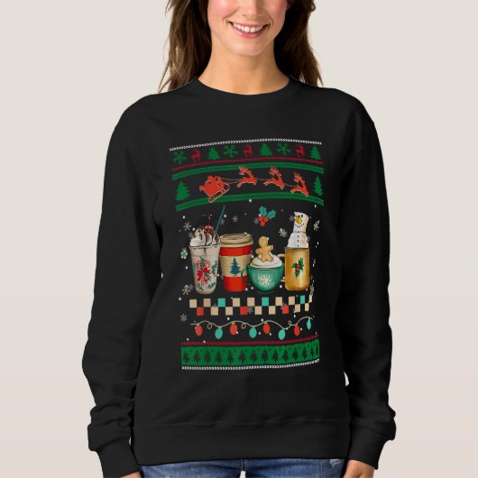 Retro Groovy Ugly Christmas Coffee Winter Cozy Xma Sweatshirt (Vorderseite)