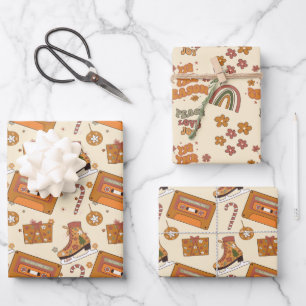 Retro Groovy Urlaub  Geschenkpapier Set