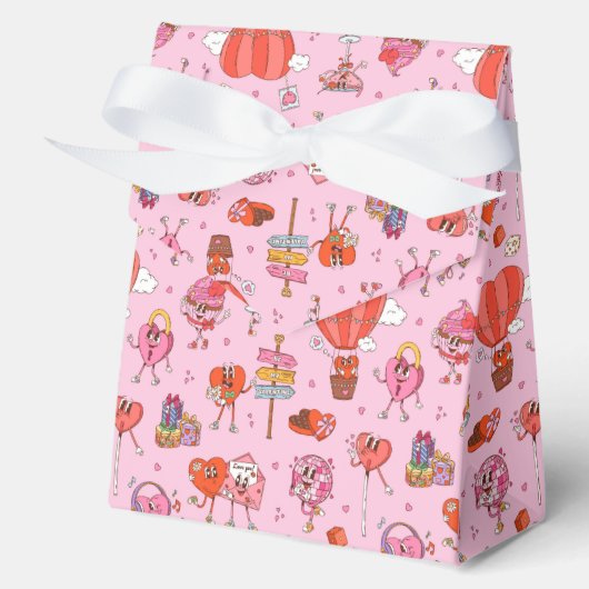 Retro Groovy Valentine Cartoon Geschenkschachtel (Vorderseite)