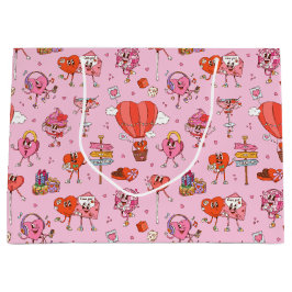 Retro Groovy Valentine Cartoon Große Geschenktüte