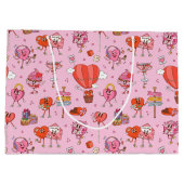 Retro Groovy Valentine Cartoon Große Geschenktüte (Rückseite)