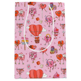 Retro Groovy Valentine Cartoon Mittlere Geschenktüte