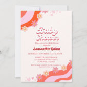 Retro Groovy Valentine Sweetheart Babydusche Inv Einladung (Vorderseite)