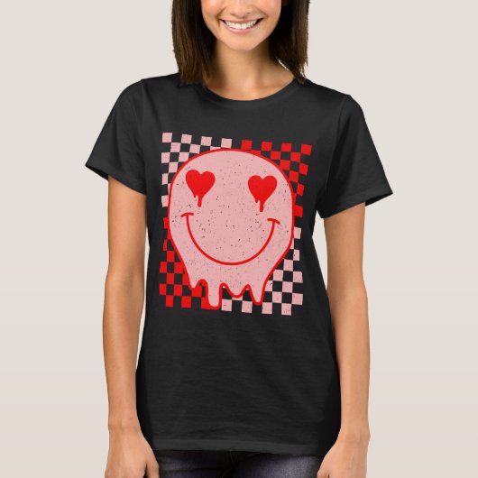 Retro Groovy Valentine's Day Hippie Herz Funny T-Shirt (Vorderseite)