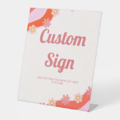 Retro Groovy valentinisches Party Sockelschild (Vorderseite)