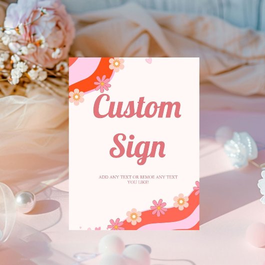 Retro Groovy valentinisches Party Sockelschild