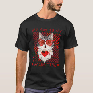 Retro Groovy Valentinstag Hippie Cat Funny Match T-Shirt