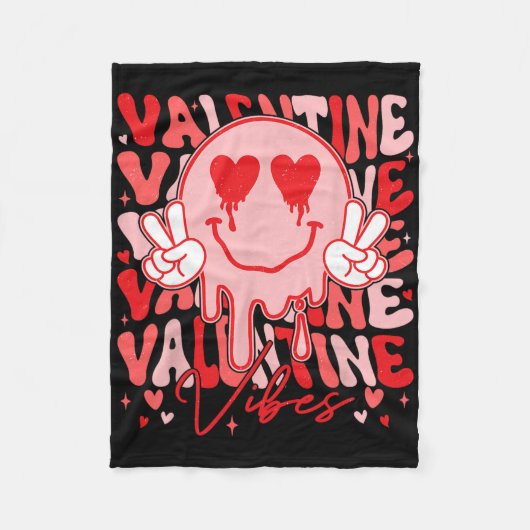 Retro Groovy Valentinstimmung Herz Gesicht Männer Fleecedecke (Vorderseite)