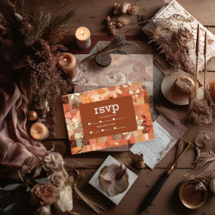 Retro Groovy verbranntes orangefarbenes florales H RSVP Karte