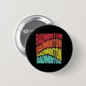 Retro Groovy Vibe Badminton Sportteam Button (Vorne & Hinten)