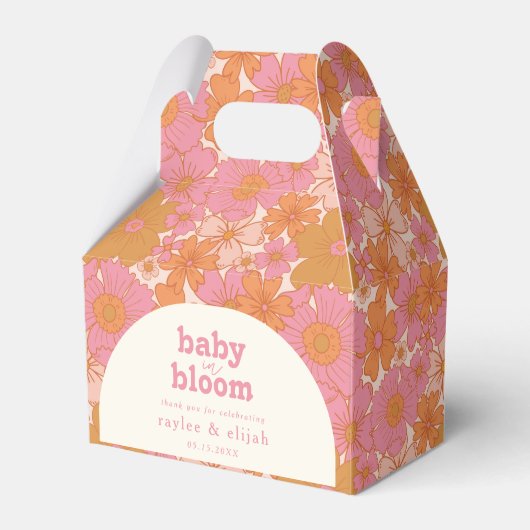Retro Groovy Vibrant Pink Baby in Bloom Boho Geschenkschachtel (Vorderseite)