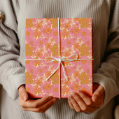 Retro Groovy Vibrant Pink Boho Geschenkpapier