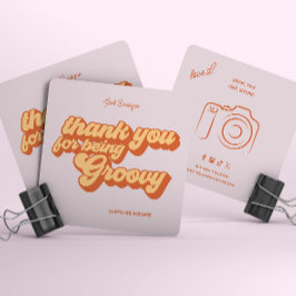 Retro Groovy Vielen Dank für Ihre Social Media Quadratische Visitenkarte