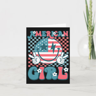 Retro Groovy Vierten 4. Juli Lächeln American Gir Karte
