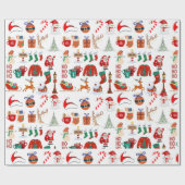 Retro Groovy Vintag 70er 60er Weihnachtsmuster Geschenkpapier (Flach)