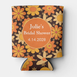 Retro Groovy Vintag Floral Orange-Gelb-Brauch Dosenkühler