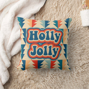 Retro Groovy Vintage Weihnachtsbaum Holly Jolly Kissen